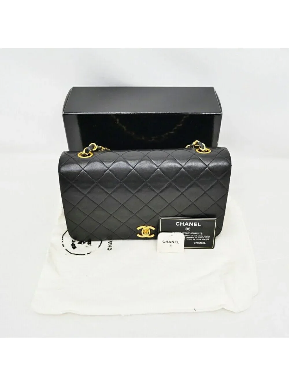 Chanel Chain Shoulder Bag Quilted 23 Lambskin Black Gold